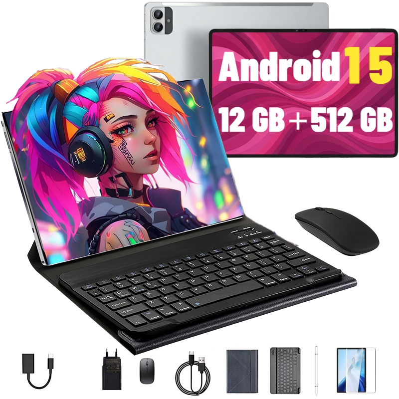 Pad 12 Tablet 12GB+512GB  Android 15, com capa pro