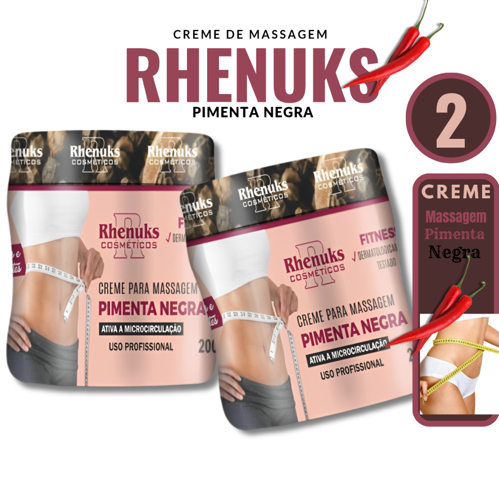 Kit 2 Creme PIMENTA NEGRA Redutor de Medidas 200g 