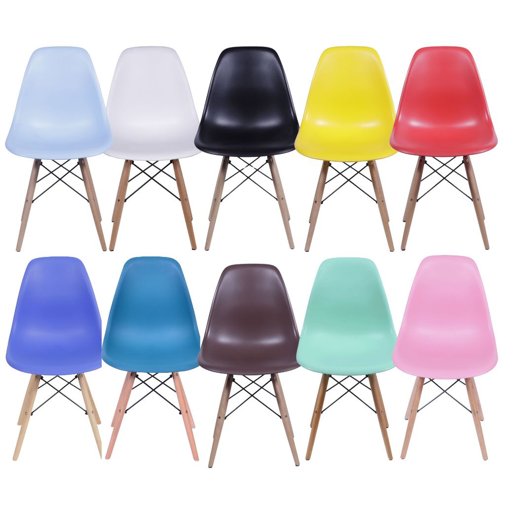 Cadeira DKR Eiffel base Madeira – Branca, Pr