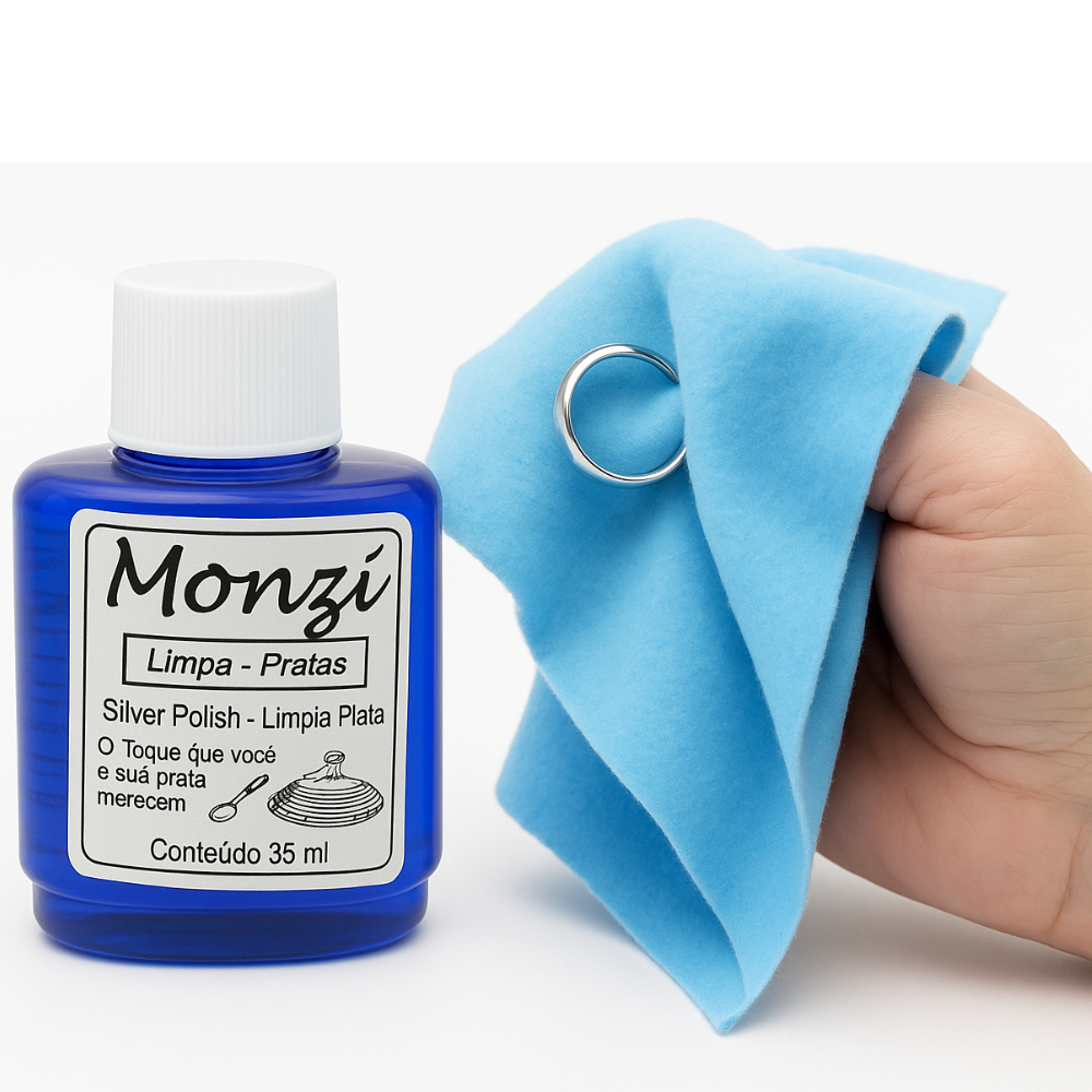 1 Frasco de Limpa Pratas Monzi Original 35ml com 1