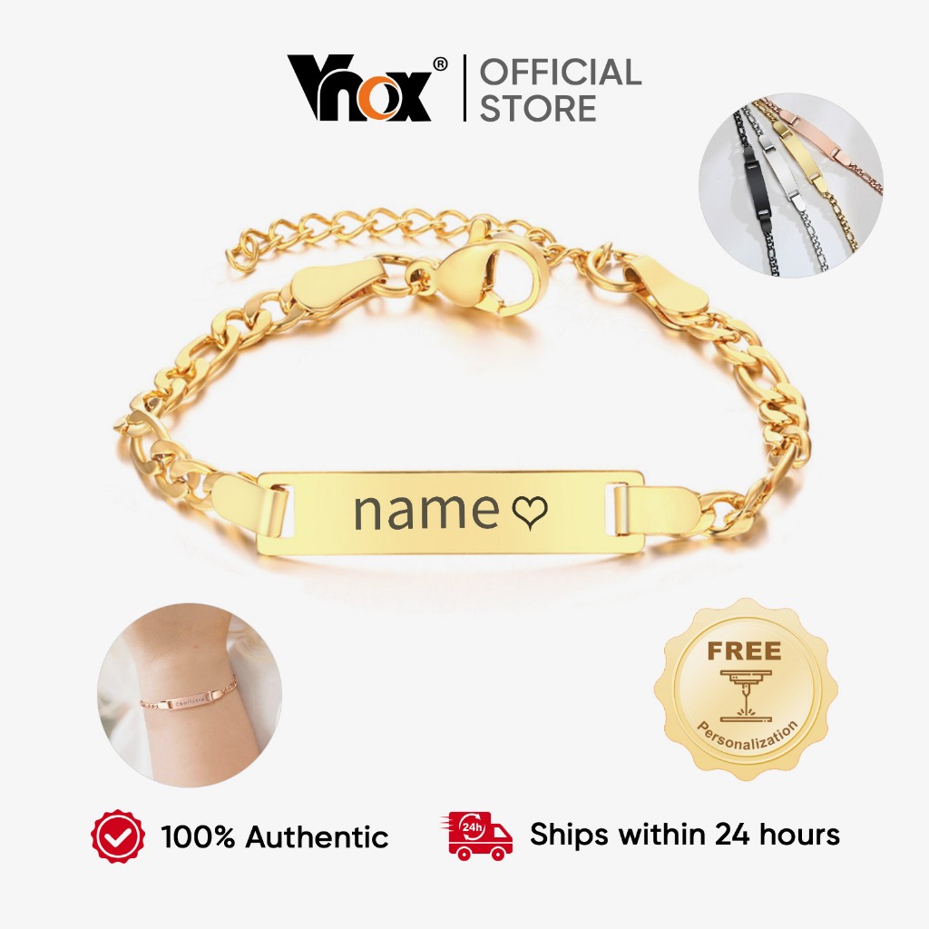 Vnox Marca Pulseira Personalizada Para Bebê Com N