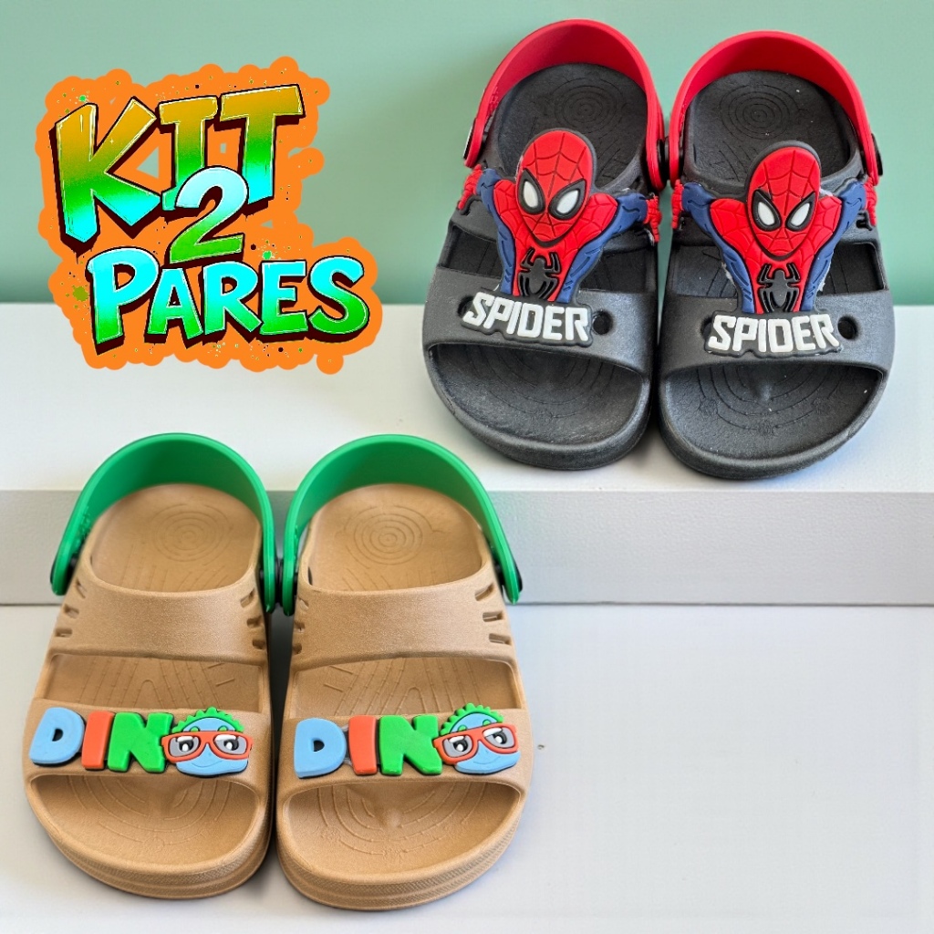 Kit 2 Pares ou Avulso Sandália Papete Infantil Me