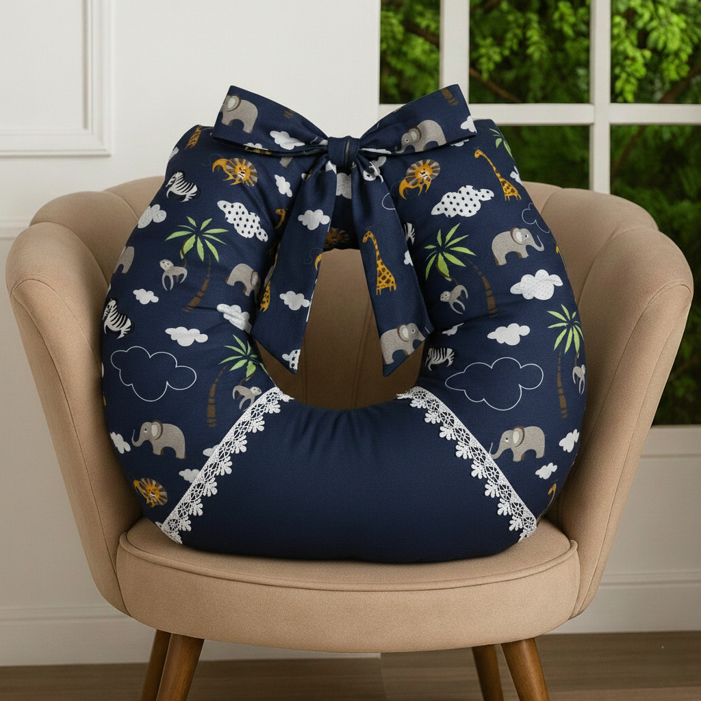 Almofada Amamentação Grande com Zíper Laço Aju