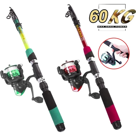 KIT 2 Vara De Pesca 60-120lbs Completa Com Carrete