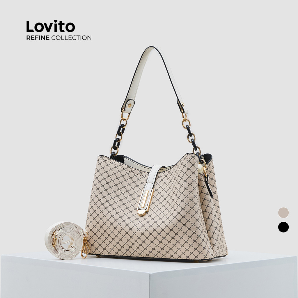(Lovito Refine) Elegante simples grande bolsa de o