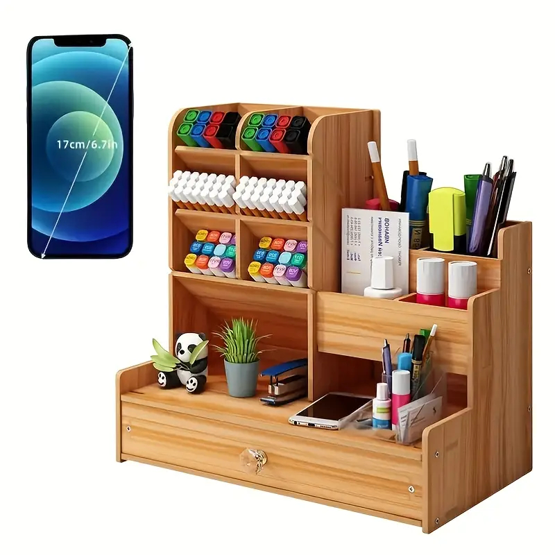 Organizador De Mesa Escritório Multiuso C/ Gaveta