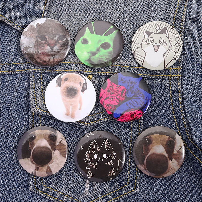 Folha De Flandres 44mm Gato Cão Expressão Engra�