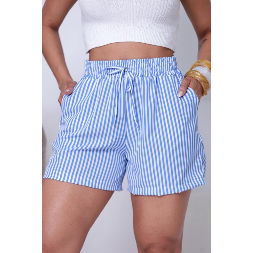 SHORT FEMENINA  LISTRADA DE LUXO  CINTURA ALTA  CO