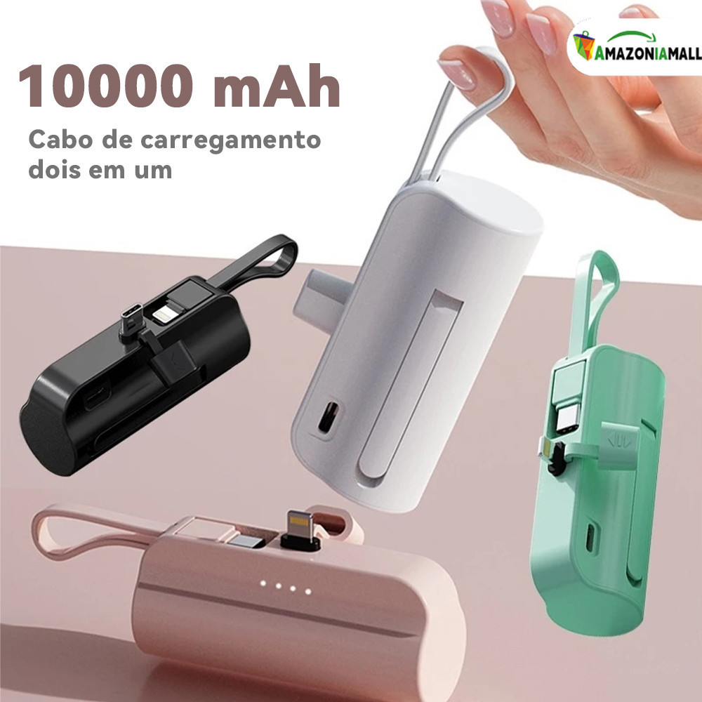 Bateria Externa 10000mAh Compacta com Carregador S