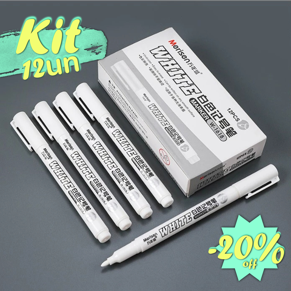 Canetas de Destaque Brancas 12pçs/Pacote – 