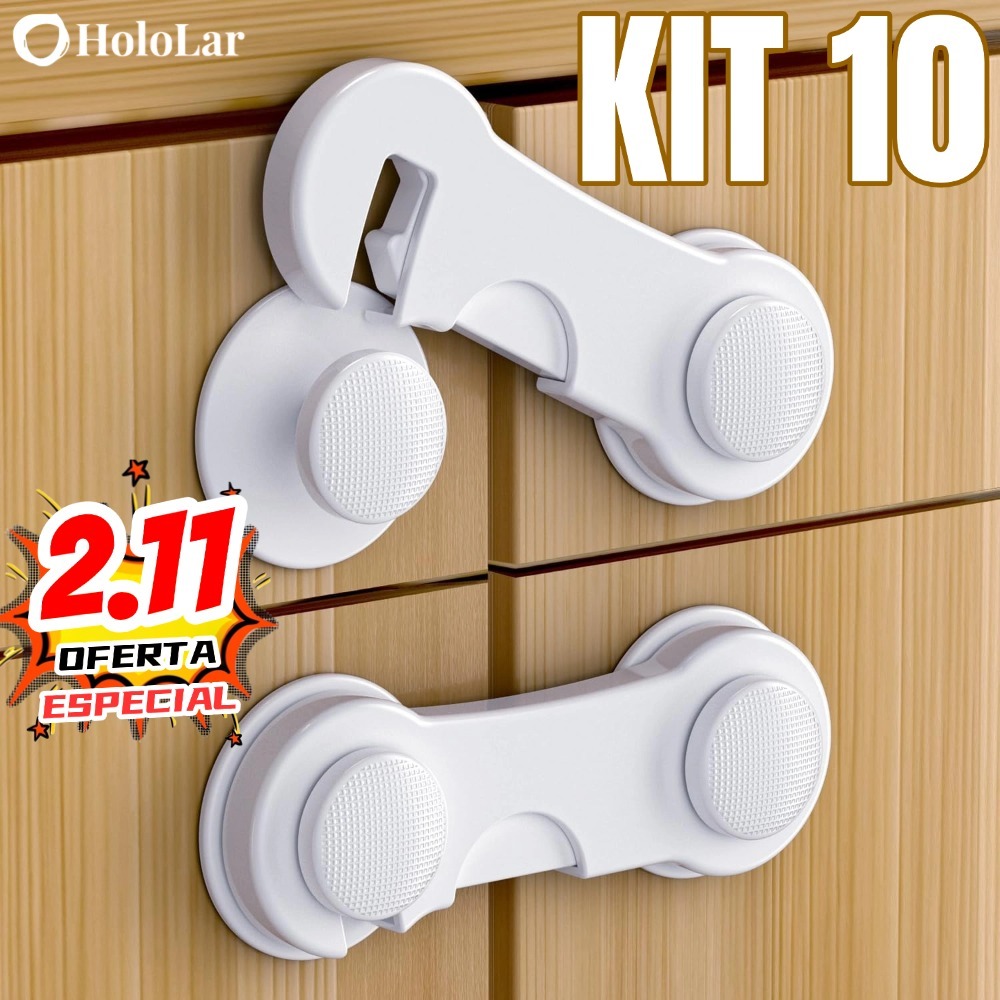 Kit 20/10 Travas Para Gaveta Porta Armário Segura