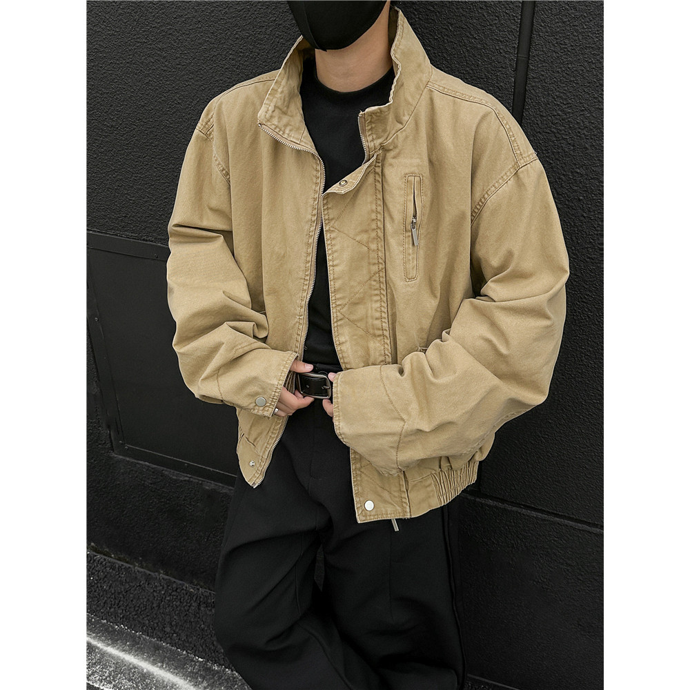 Americano gola alta jaqueta masculina primavera ou