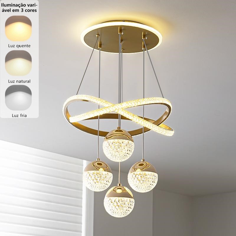 110V-220V 3 Cores Em 1 Lustre De Sala De Estar Jan