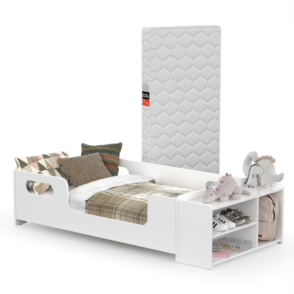 Cama Infantil com Colchão Aconchego MDF com Sapat