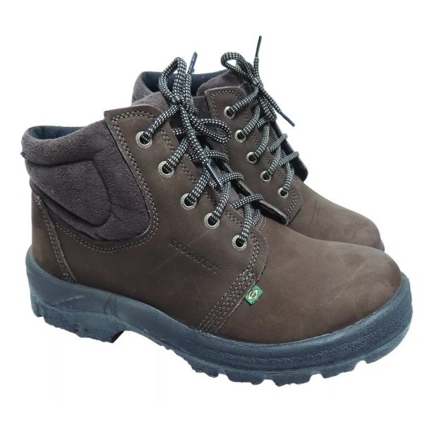 Botina Nobuck Bota Segurança Bico Pvc Café Marro