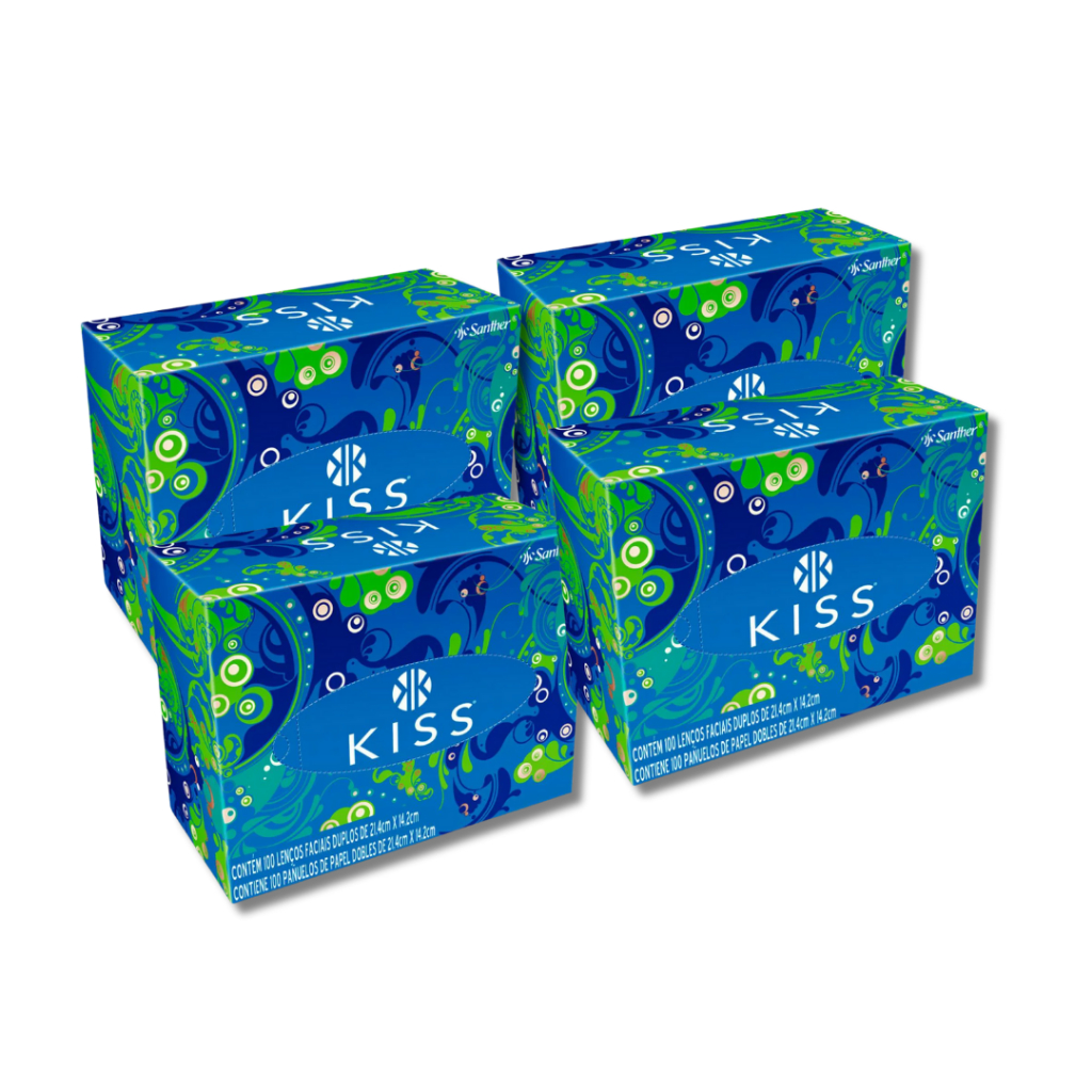 Lenço De Papel Kiss Folha Dupla 4 Caixas 100 Em C
