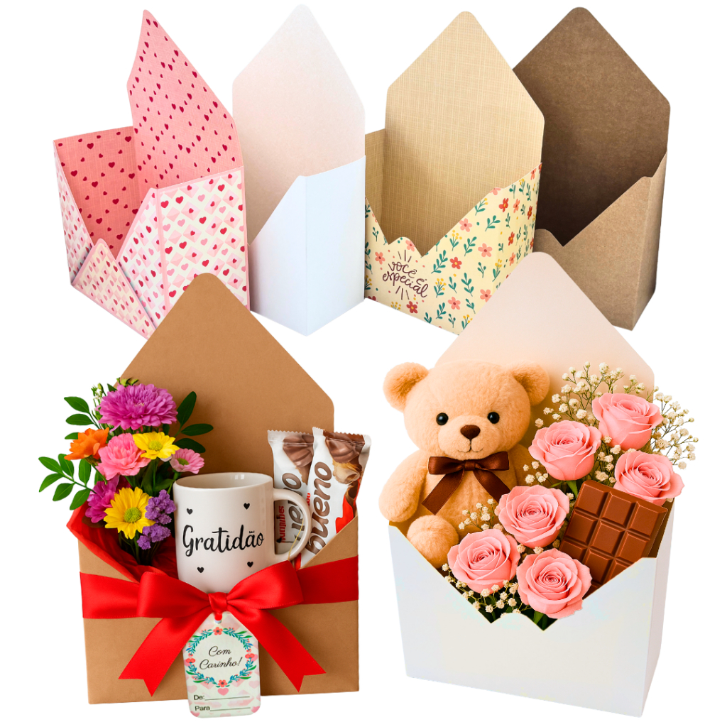 Embalagem para Flores e Presentes tipo Carta Envel