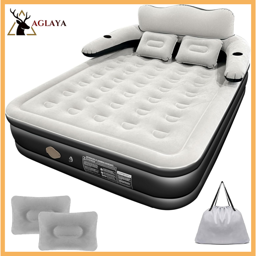 Colchão Inflável Queen Com Encosto Bomba Elétri