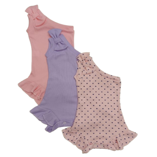 Romper body com babado e laço no ombro