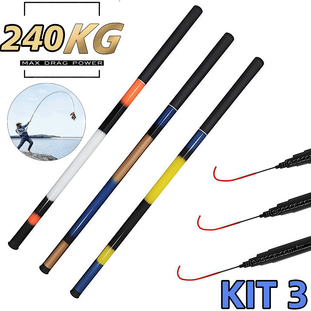 Kit 3 – 240KG Varas Telescópicas Lisa / 3,6