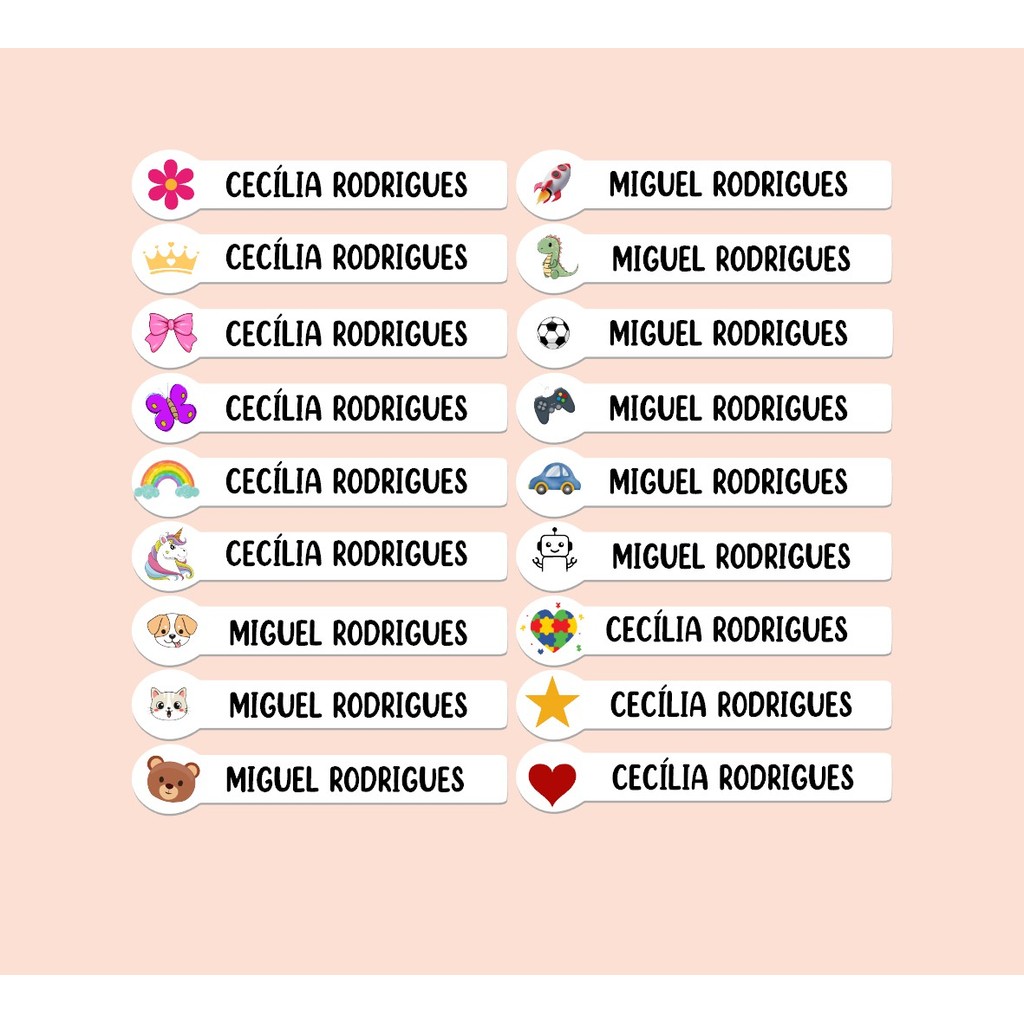 Etiquetas Escolares Personalizadas com Nome  À Pr