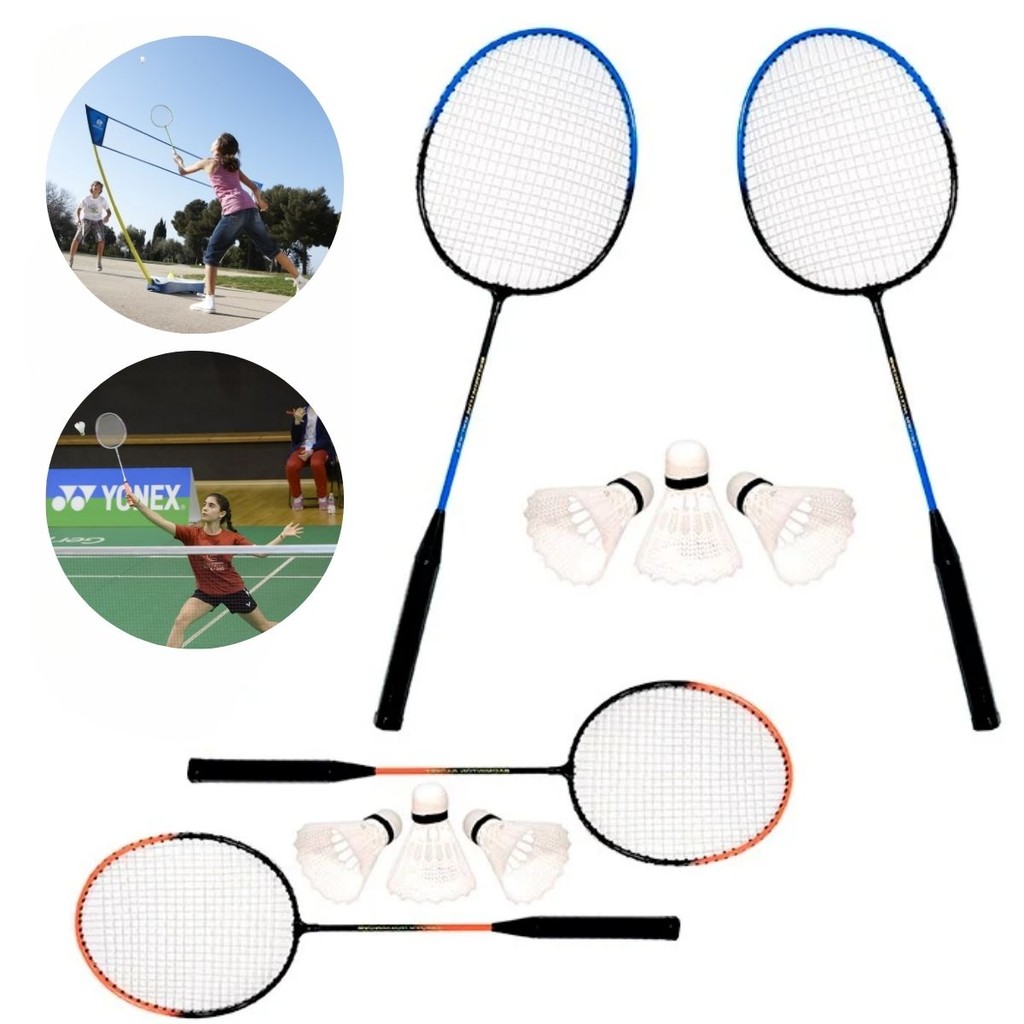 Kit de Badminton Completo 2 Raquetes 3 Petecas Div