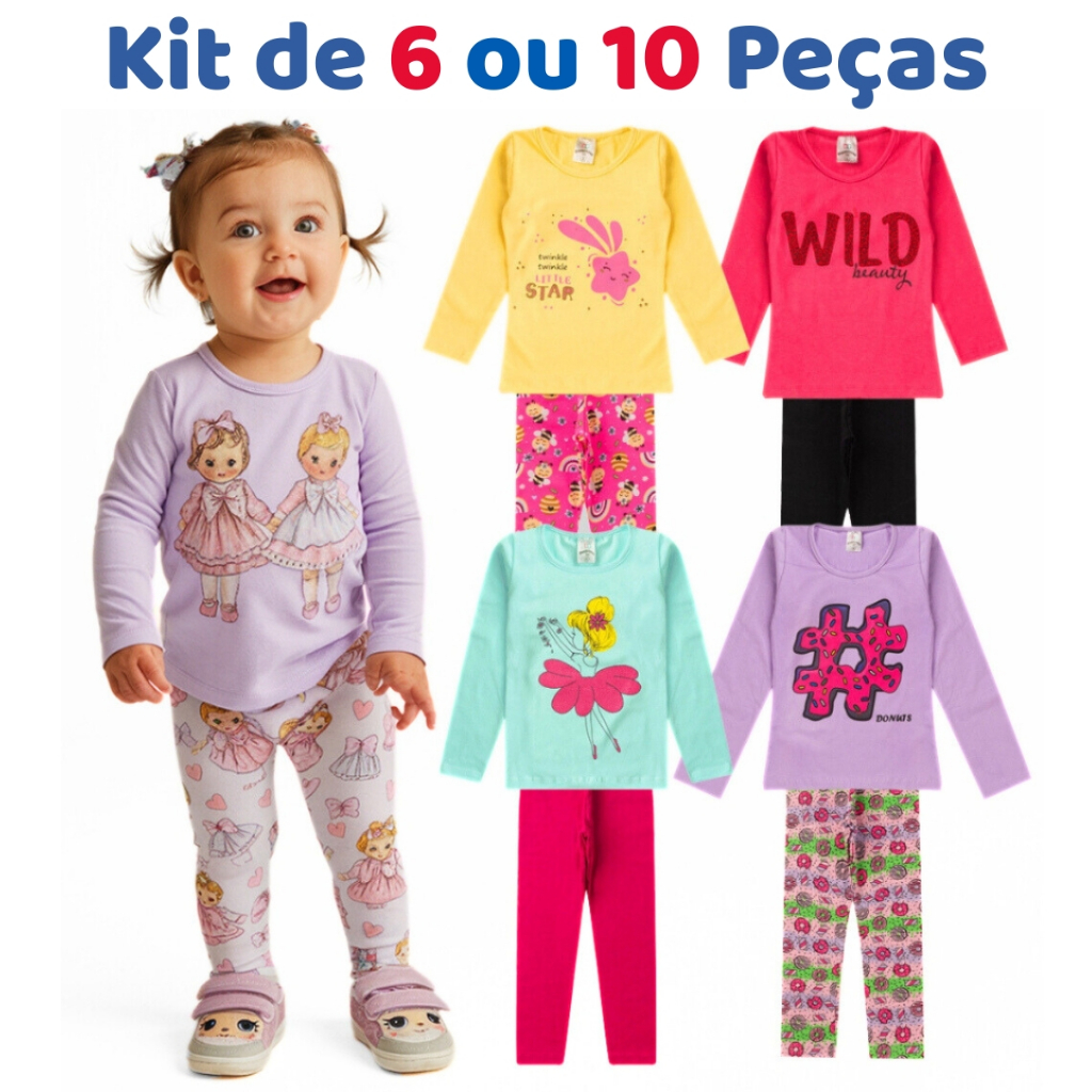 Kit de 6 ou 10 Peças Meia Estação Menina Infant