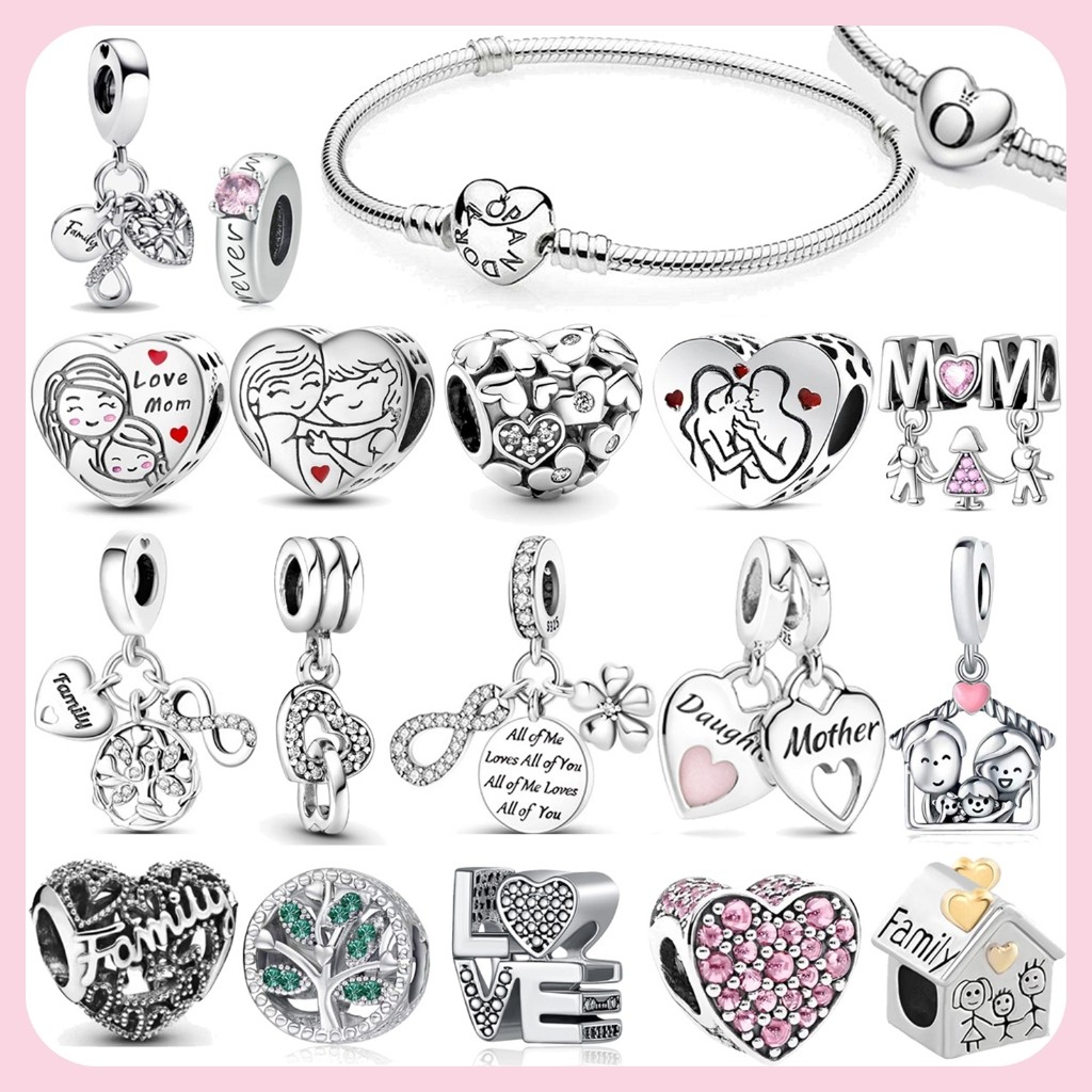 Pulseira com contas de coração em prata 925 · A