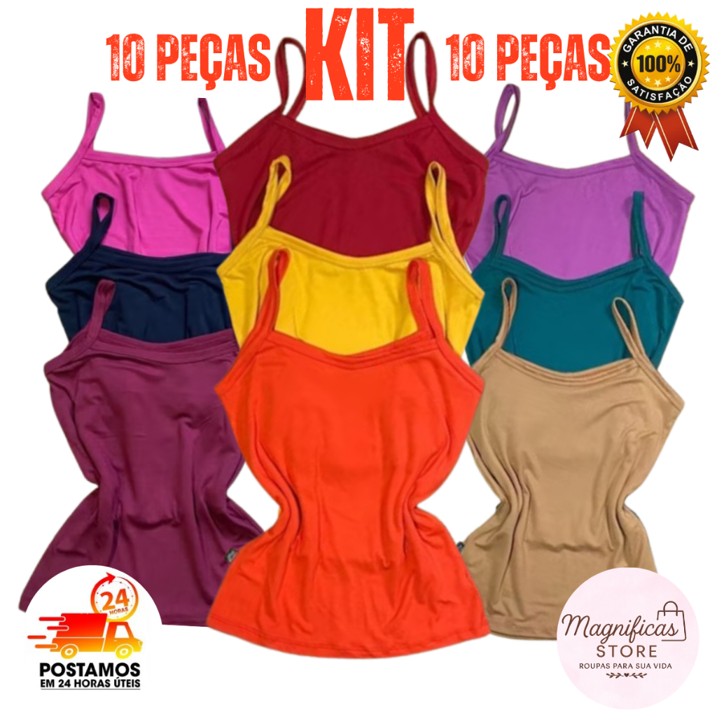 Kit 10 Blusa Regata Alcinha Em Malha Suede Blusinh