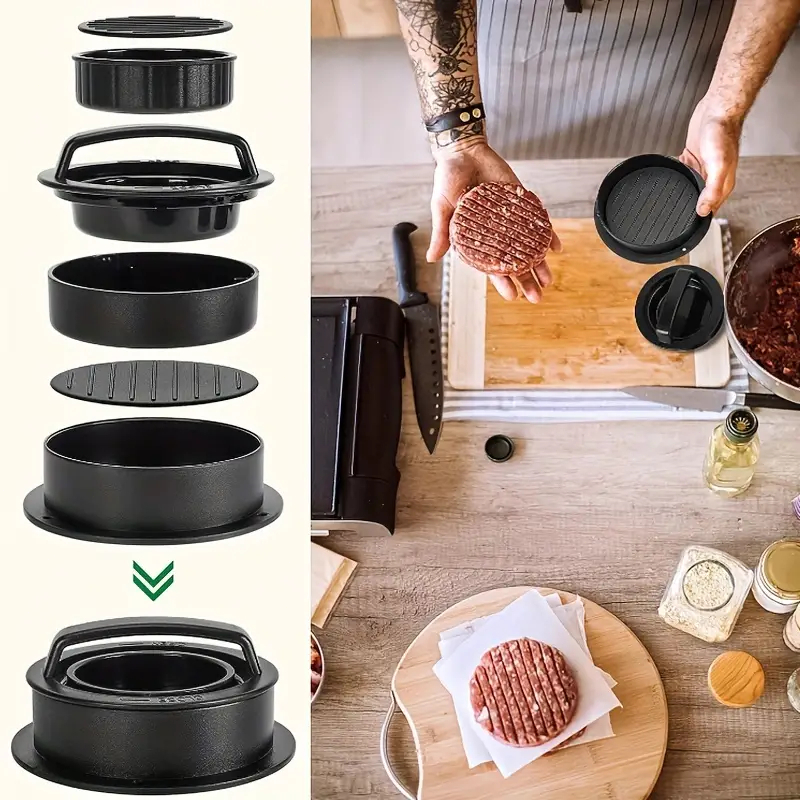 Conjunto de 5 Moldes de Hambúrguer com Base Remov