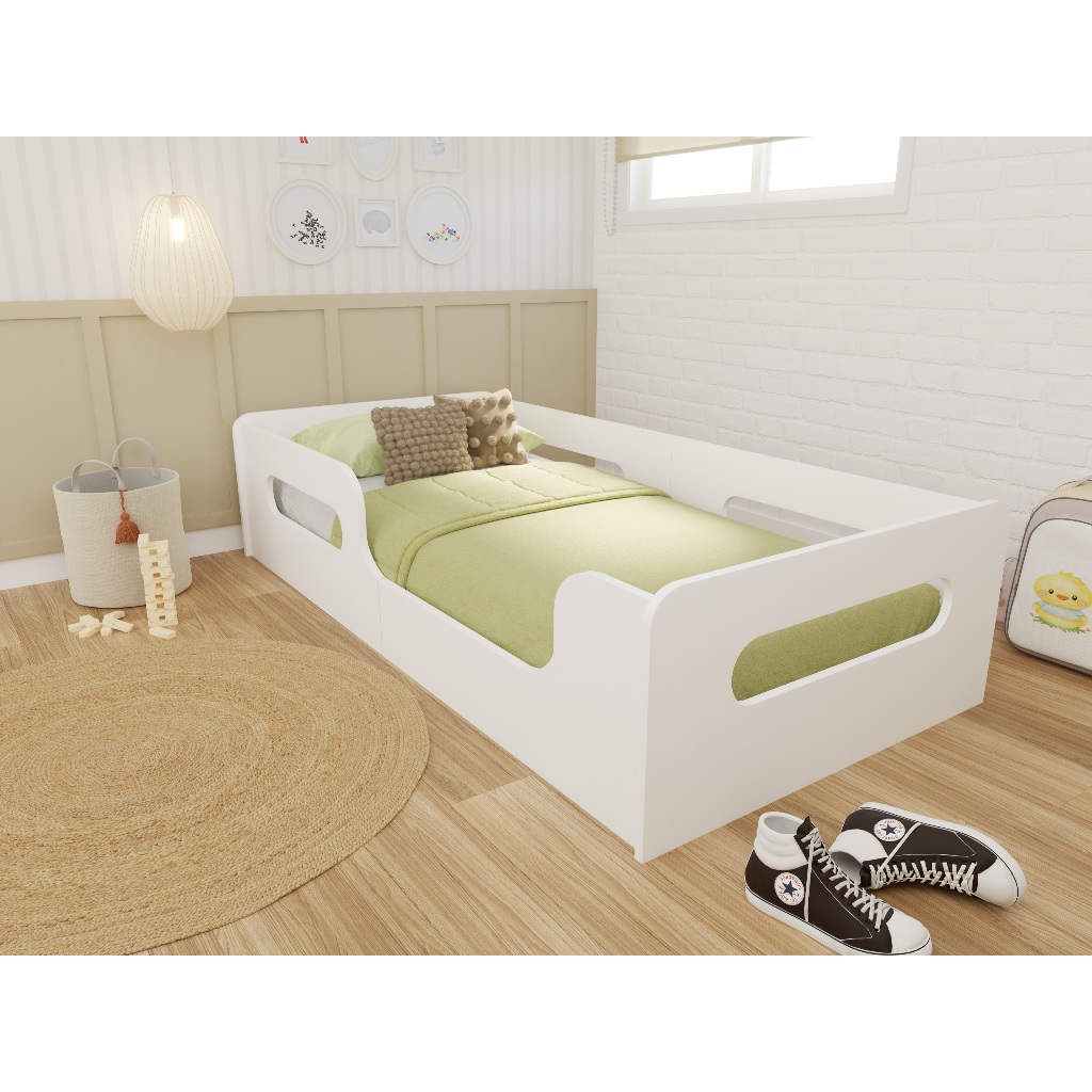Cama Solteiro Montessoriana com Proteção Lateral