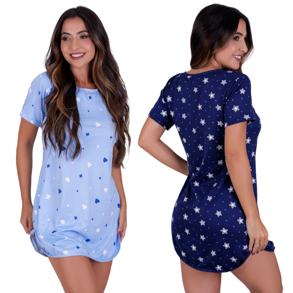 Camisola Virginia Manga Curta Suede Noite Pijama I