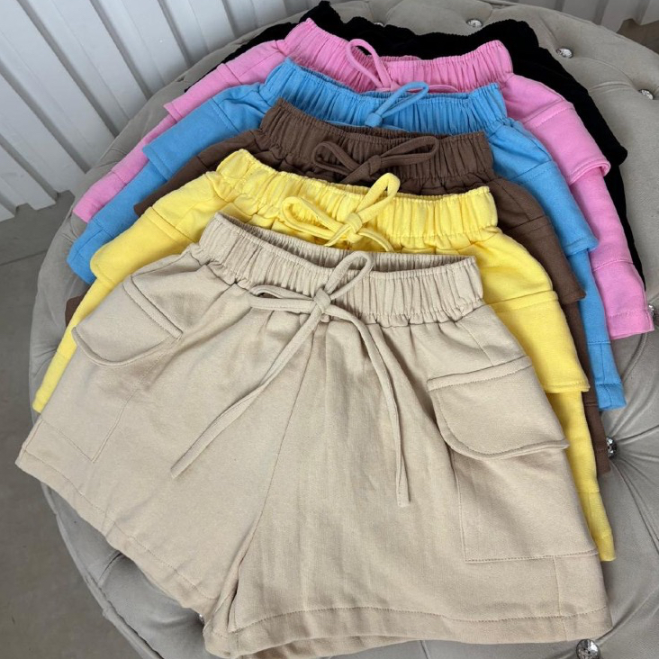 Short Cargo Feminino Moletom  Shortinho Soltinho C