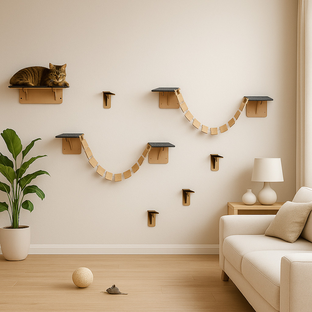 Kit Playground Gatos 7 Peças Prateleiras Circuito