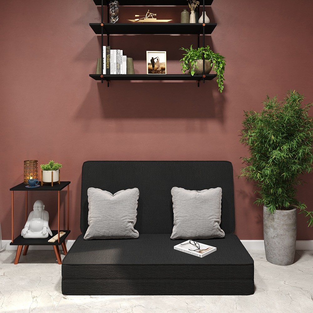 Cama Sofá Dobrável Casal Preto  Modelo Versátil