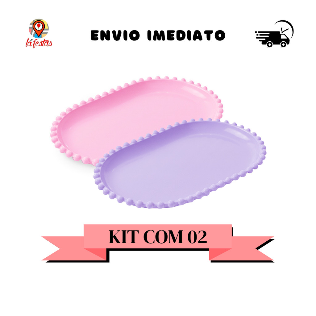 Kit 2 Bandejas Perola Oval Decorativa 20×13 C