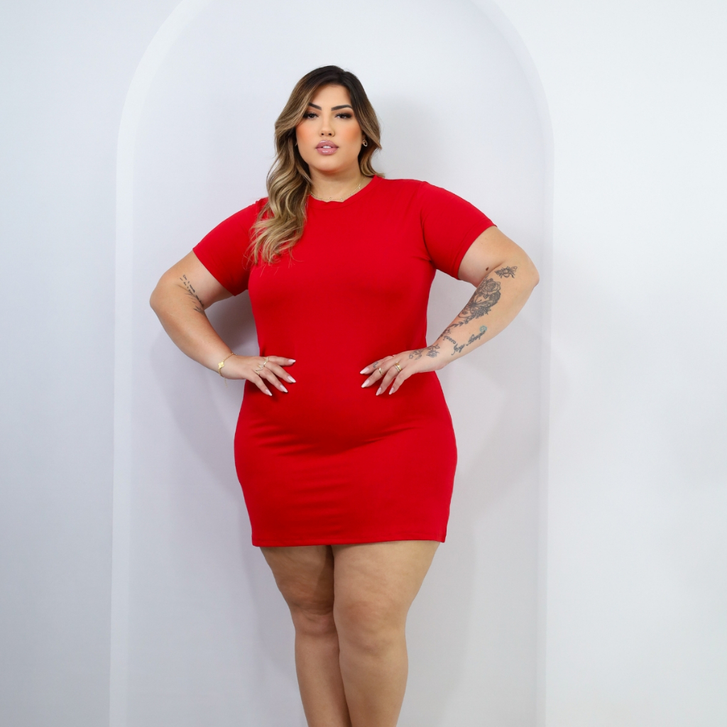 Camisola Plus Size Camisetão Liso Manga Curta Con