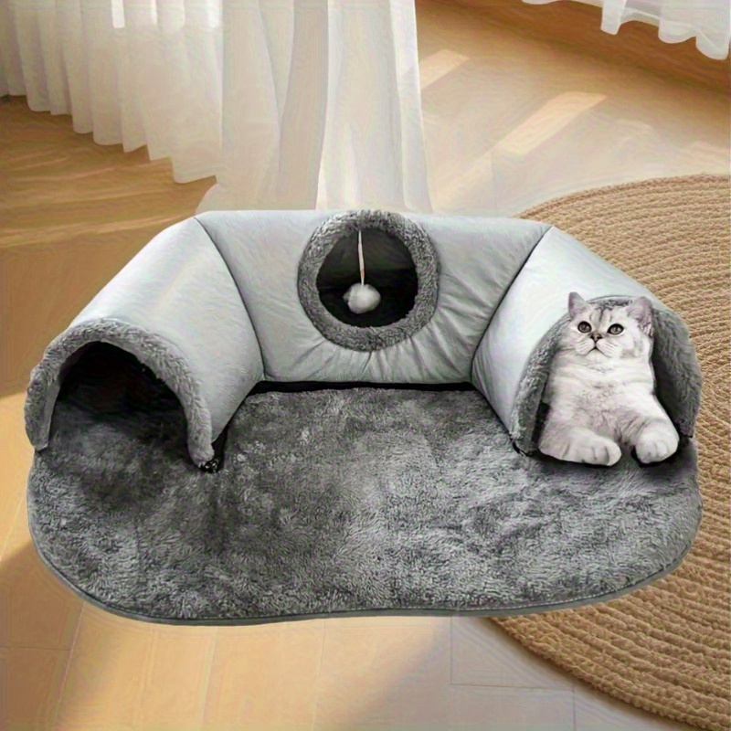 Cama de túnel para gatos 2 em 1 com cama removív