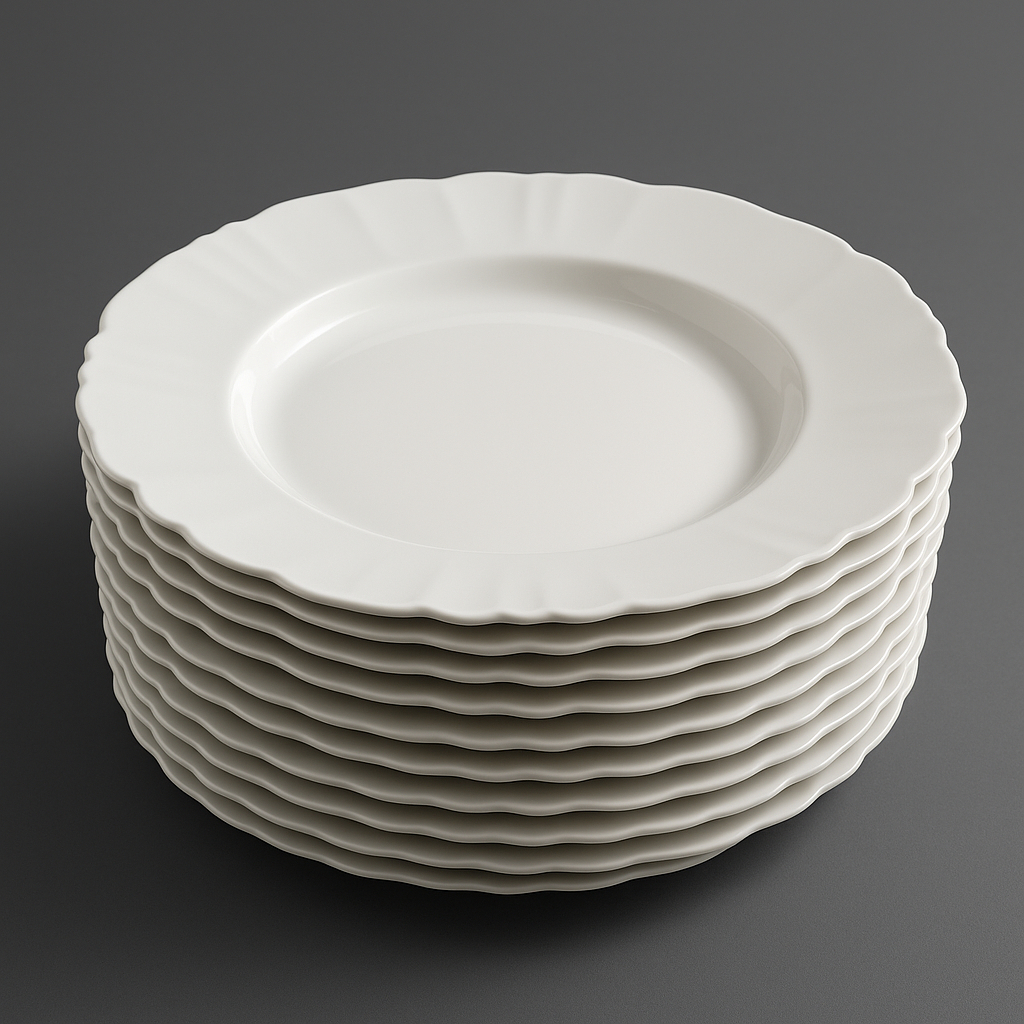 Kit 30 Prato Fundo com Borda Branco Refeição Chu