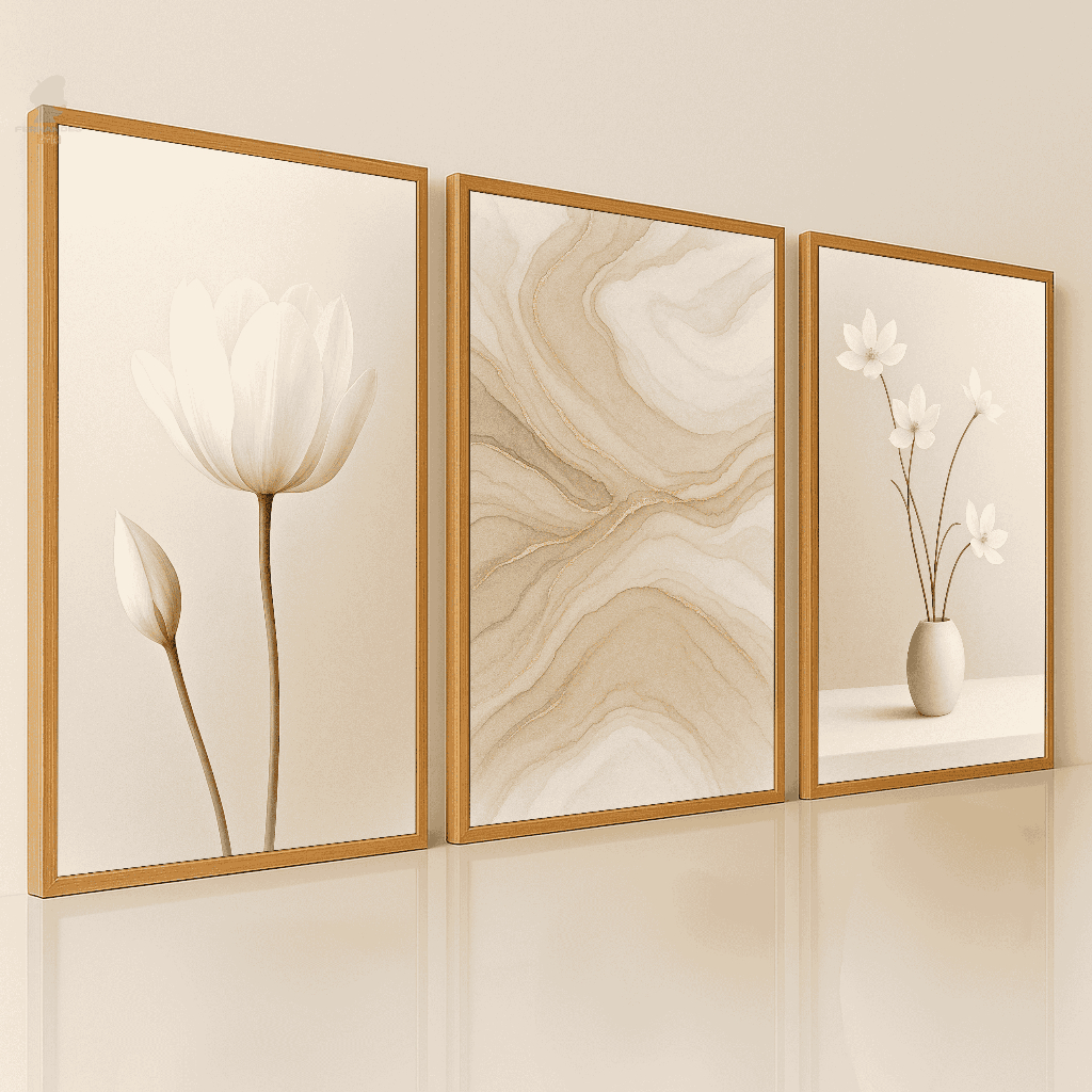 Quadros Decorativos Trio Minimalistas Flor e Márm