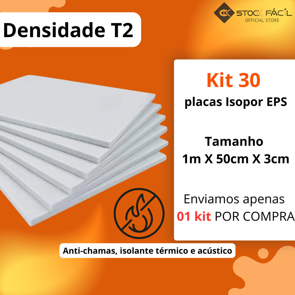 30 Placa de Isopor 3cm para Isolamento Térmico Ac