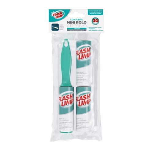 Mini Rolo Adesivo + 2 Refis Tira Pelos 30 folhas F