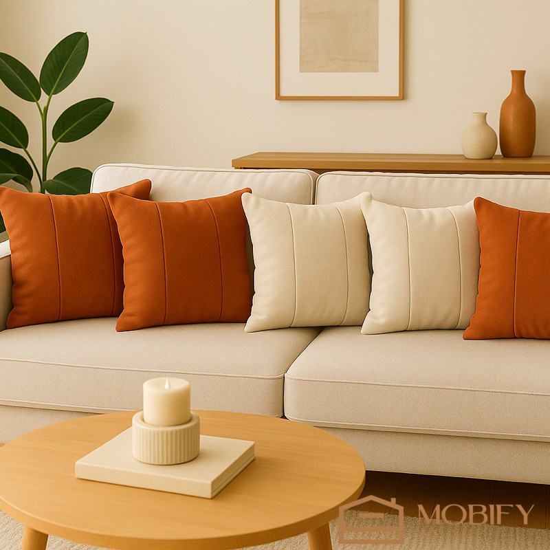 Kit 4 Almofadas Cheia em Suede Decorativas Ziper I