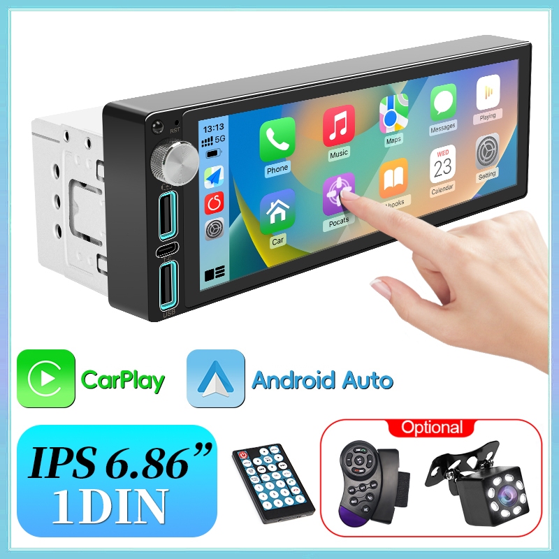Carplay Android Auto Car Radio 12V 1Din Bluetooth 