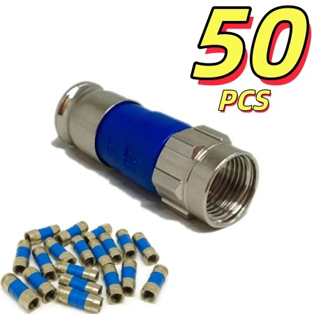 50 Conector RG6 De Compressão Para Cabo Coaxial R