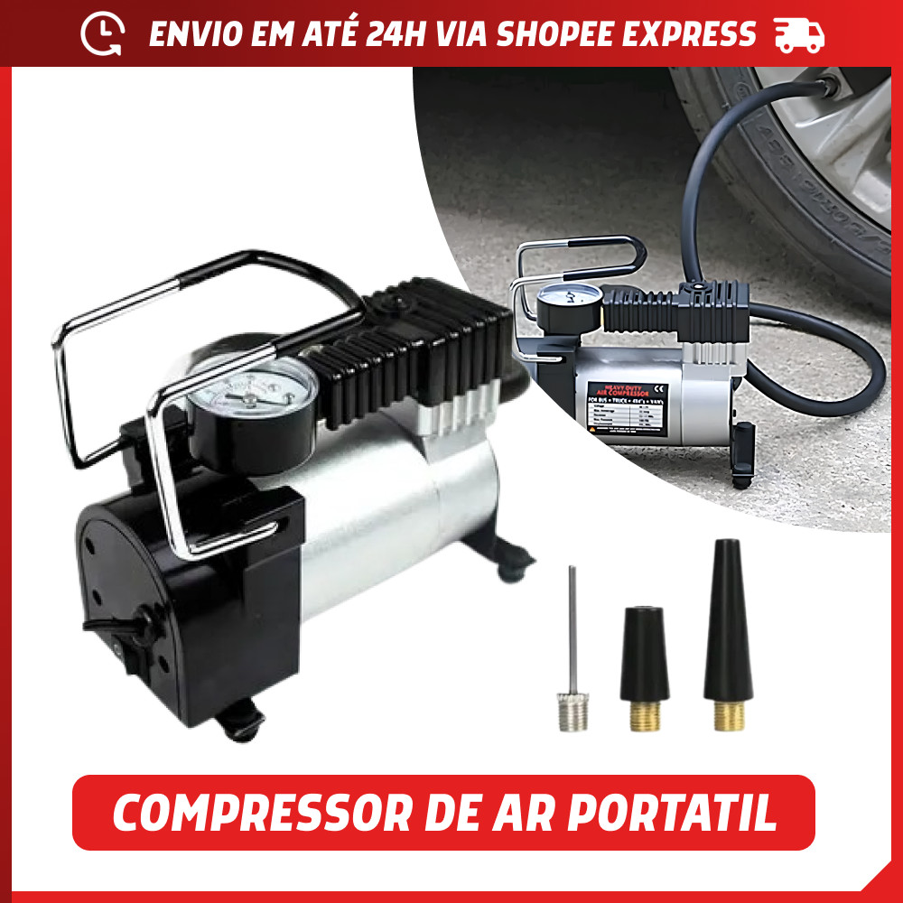 Compressor Ar Elétrico Portátil Veicular 12V Pne