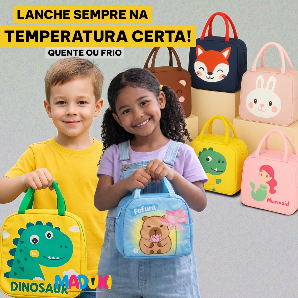 Lancheira Térmica Premium Infantil Bolsa Fofa Esc