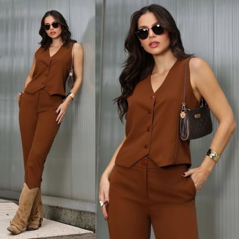 Kit 2 Coletes alfaiataria feminino Forrado Social