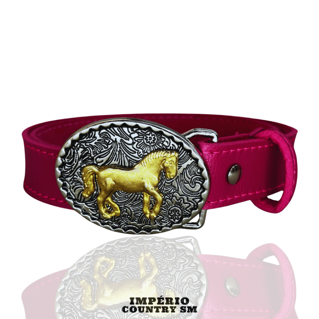 Cinto Infantil Country Pink com Fivela Cavalo Moda