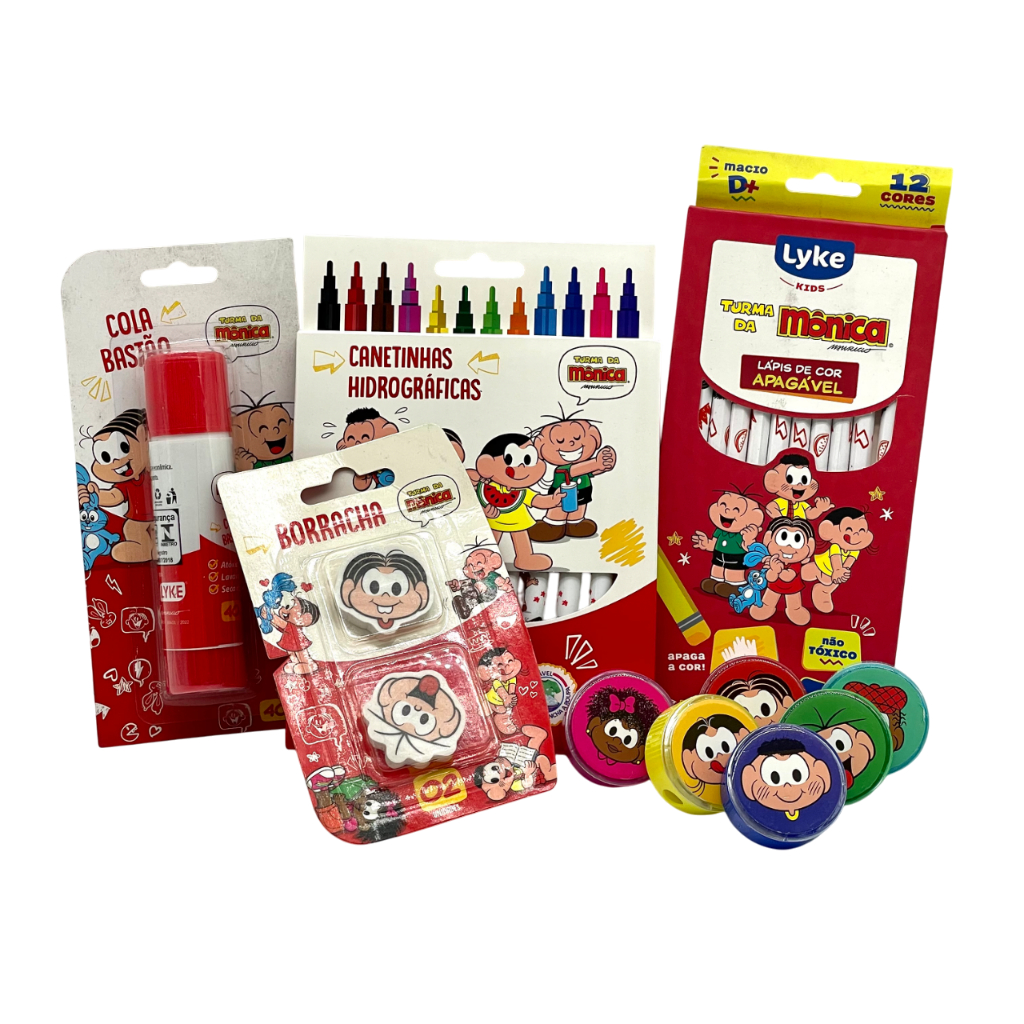 Kit Escolar Turma da Mônica Lyke | Lápis de Cor 